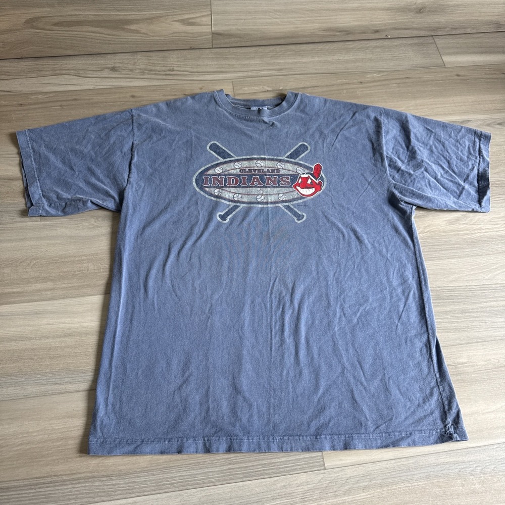 Vintage Dynasty Cleveland Indians Chief Wahoo T Shirt Men's XL Blue 100% Cotton